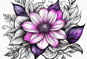 Bright, colorful, lots of pinks and purples flower arm tattoo tattoo idea