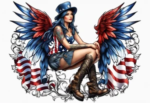 Patriotic fairy with combat boot on tattoo idea