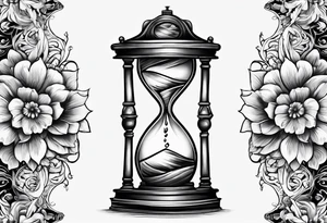 Hour glass and flowers tattoo idea