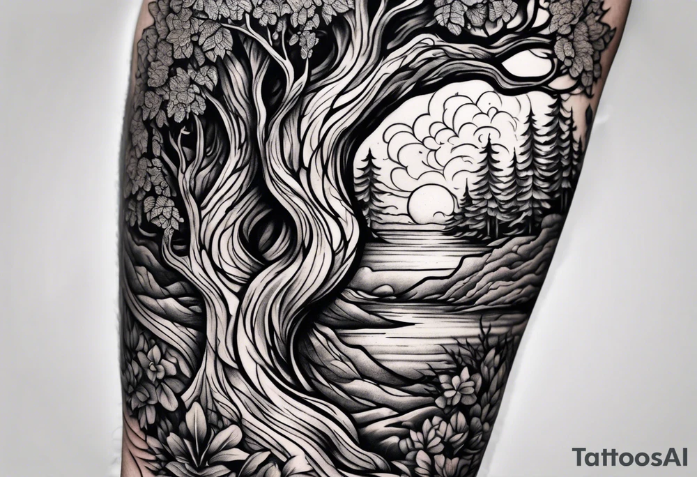 Half sleeve, tree bark tattoo idea