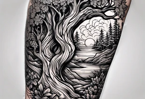 Half sleeve, tree bark tattoo idea