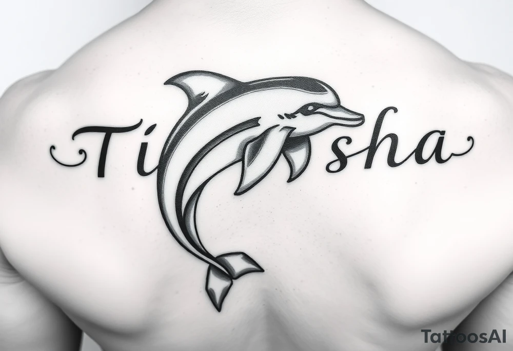 The name Ti'Asha with a dolphin for my mom favorite animal tattoo idea