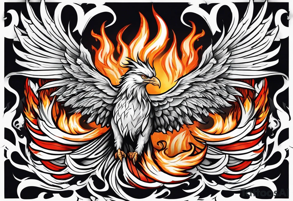 Phoenix rising from flames. tattoo idea
