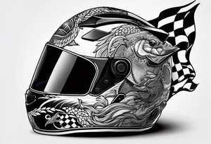 Race helmet with #2 and fishing tattoo idea