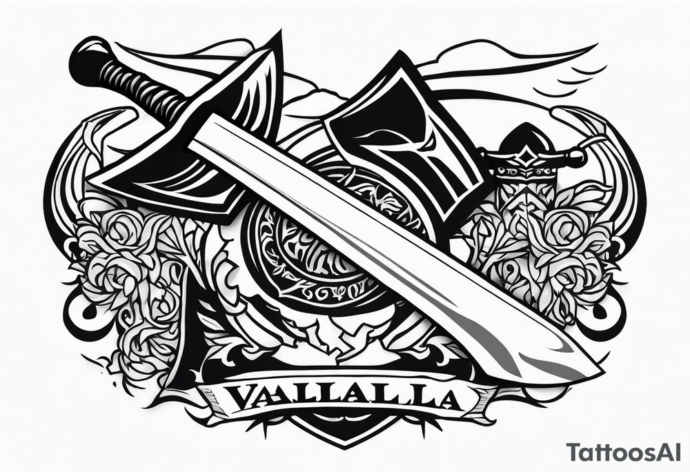 Valhalla sword axe tattoo idea
