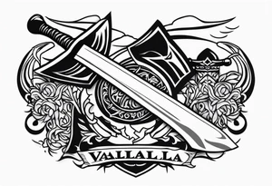 Valhalla sword axe tattoo idea