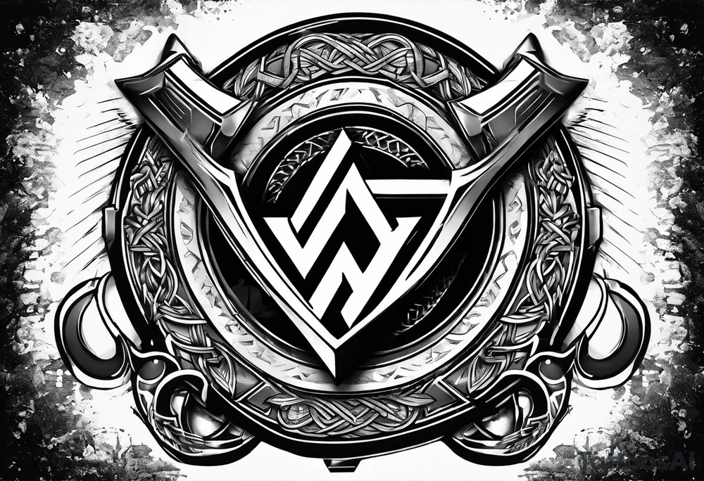 Valhalla  round 
shield axe sword valknut tattoo idea