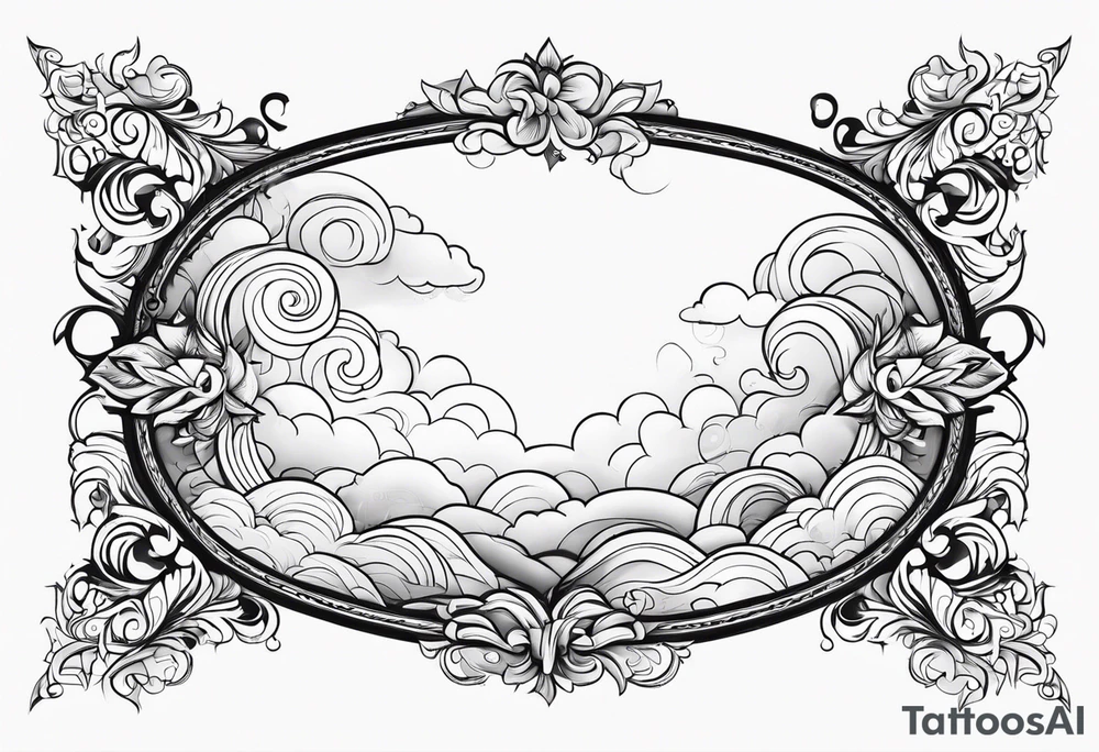 clouds swirl frame vignette tattoo idea