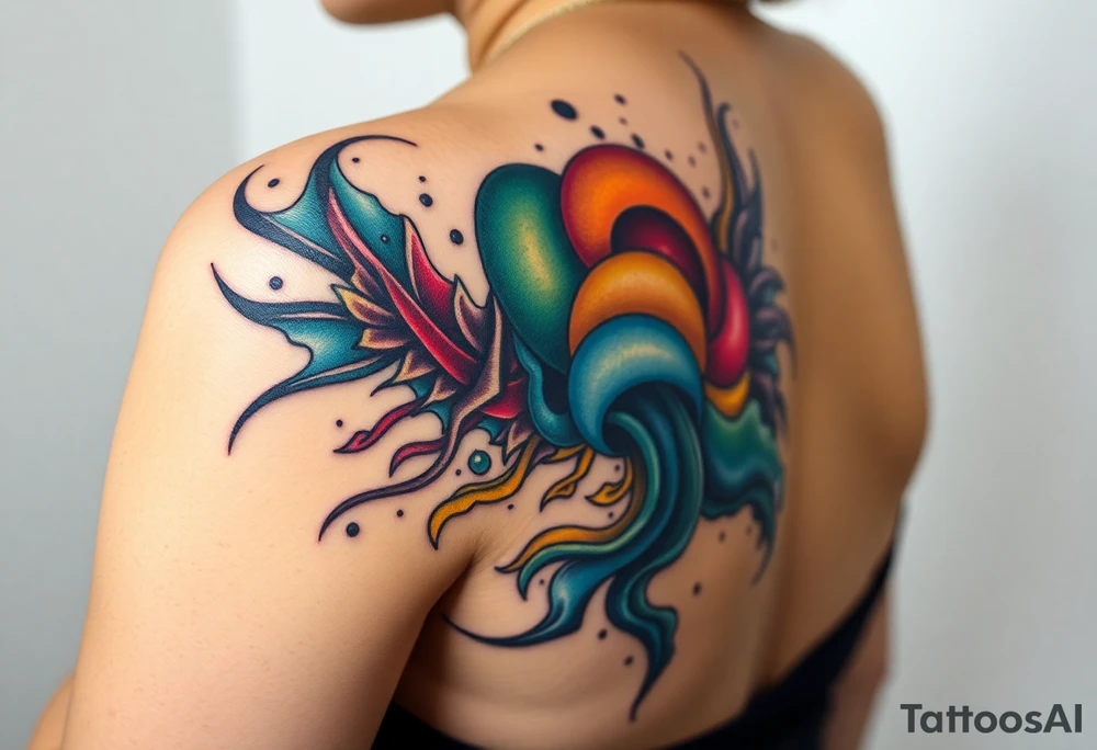 A tatuagem deve expressar força, liberdade e conexão com a multiplicidade da vida, incorporando elementos abstratos e fluidos, com linhas que sugiram movimento e transformação contínua. Evite clichês e busque um design original e significativo. tattoo idea