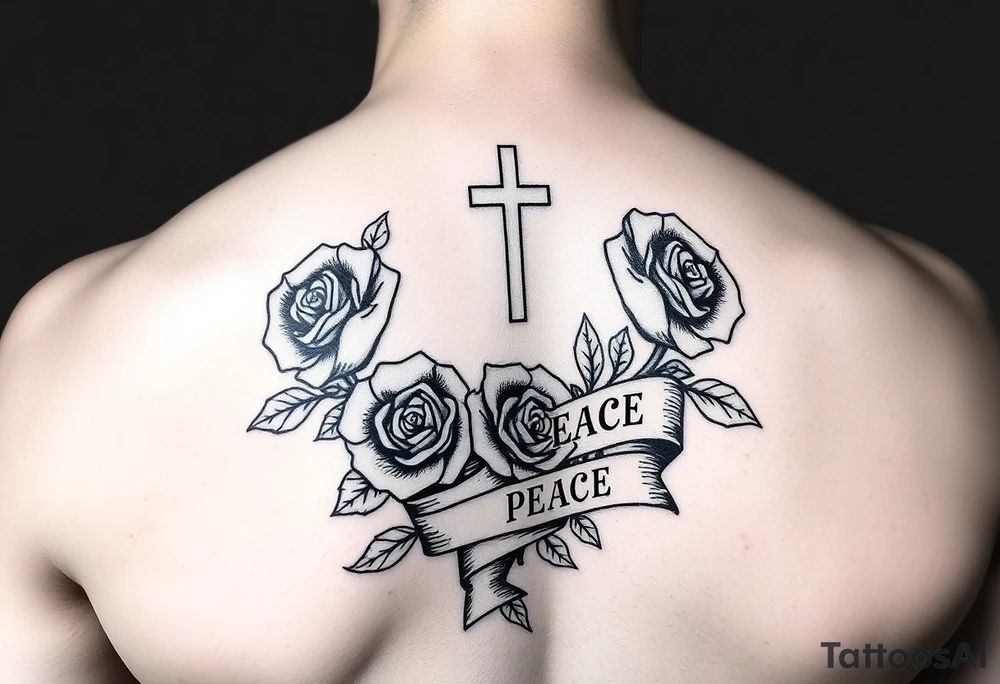 Hip hop religious rest in peace with roses and a banner for a name arm tattoo tattoo idea