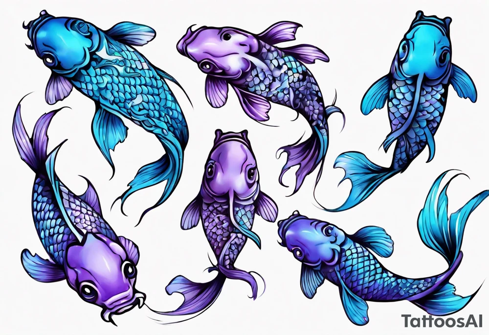 blue and purple koi fish tattoo idea
