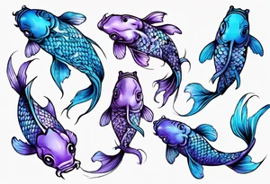 blue and purple koi fish tattoo idea