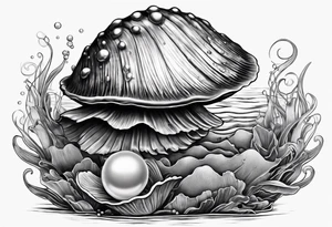 clam open with an pearl inside underwater tattoo idea