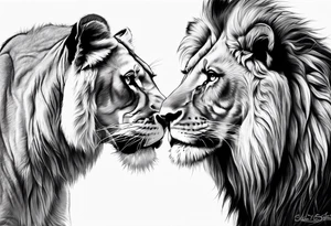 lion and lioness looking at each other tattoo idea