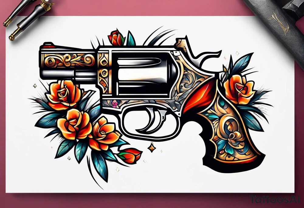 The letters AR with pistols on each side tattoo idea