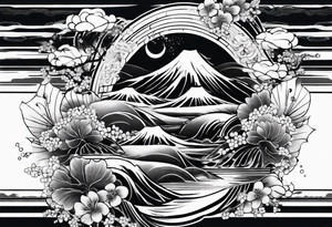 japanese sleeve tattoo with water elements tattoo idea