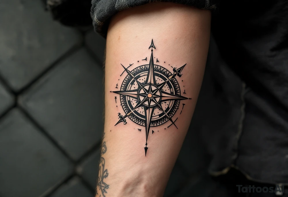 world map compass/clock tattoo idea