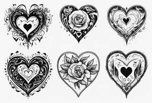 A black heart with the words Lucas and Margaret tattoo idea