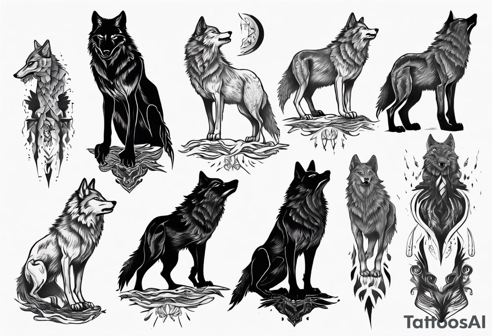 wolf on its hind legs tattoo idea