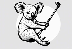 Koala swinging a golf club tattoo idea