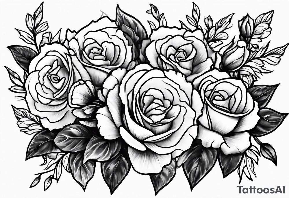 Carnation and rose bouquet tattoo idea