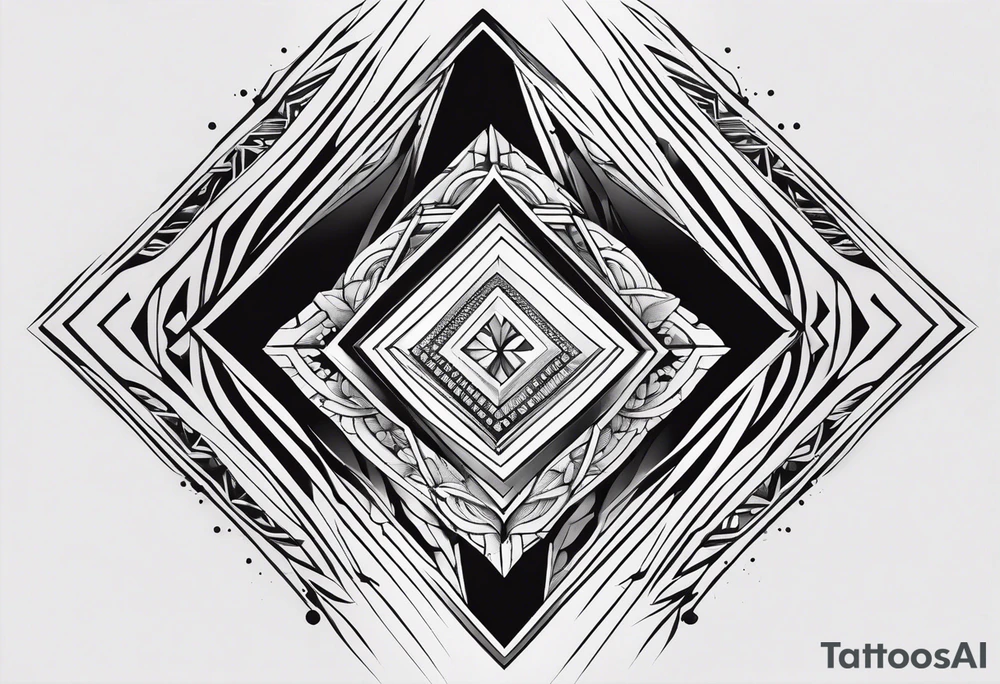 simple Dimond shape split in two halves tattoo idea