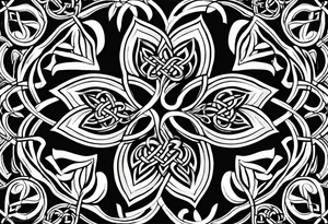 shaded four leaf celtic clover with different celtic knots in each leaf - trinity, love knot, spiral, dara tattoo idea