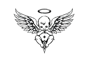 a baby angel with wings and a AR tattoo idea