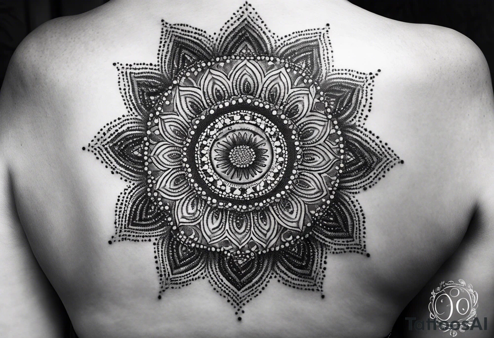A feminin minimalist mandala with simple dit chain tattoo idea