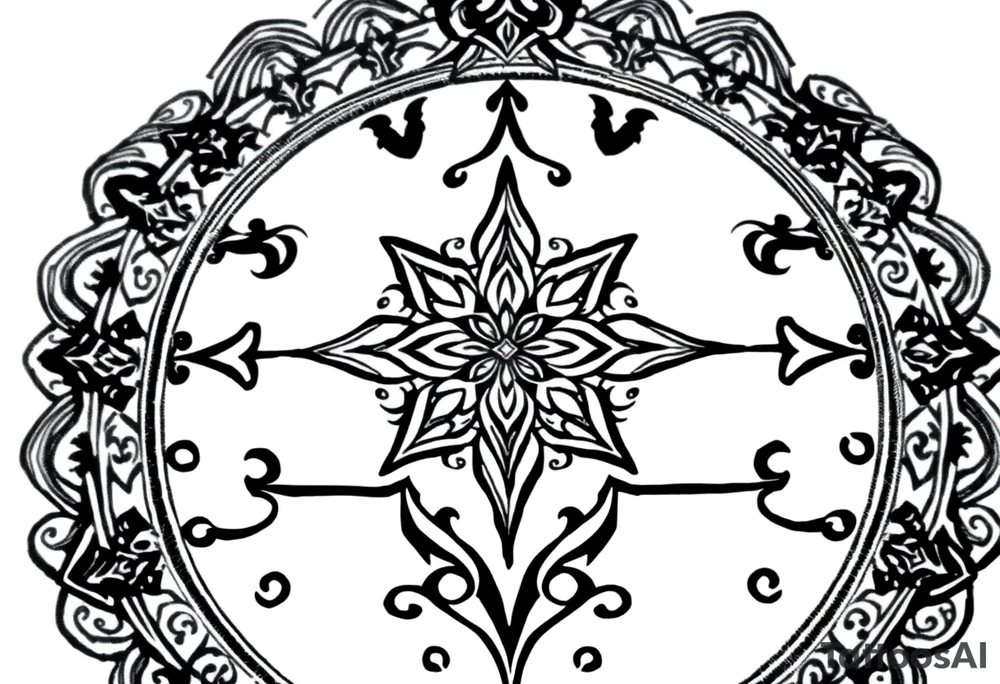 mytical shaman and witch ancient ornament with runes tattoo idea