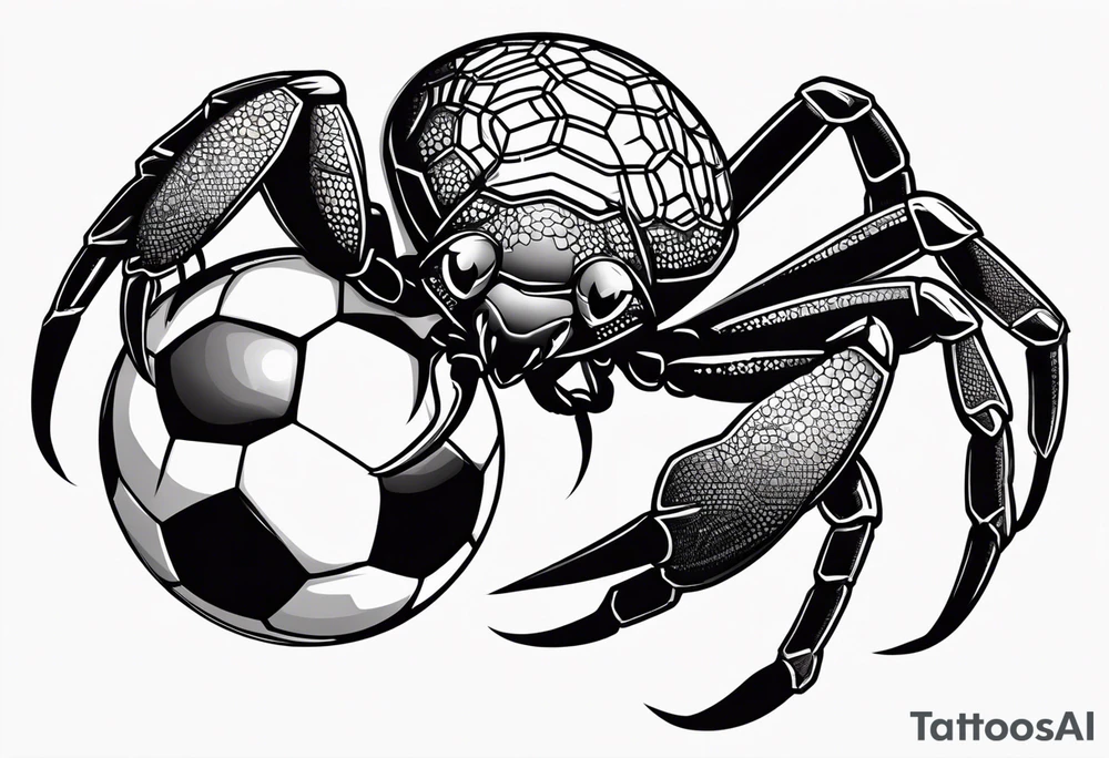 Yabbie holding a soccer ball with big claws tattoo idea