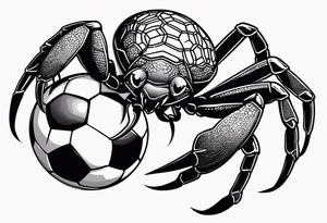 Yabbie holding a soccer ball with big claws tattoo idea