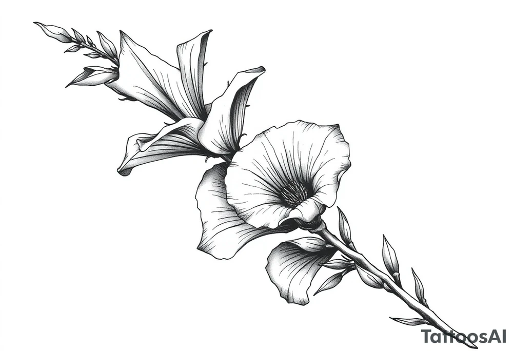 Large gladiolus stem tattoo idea