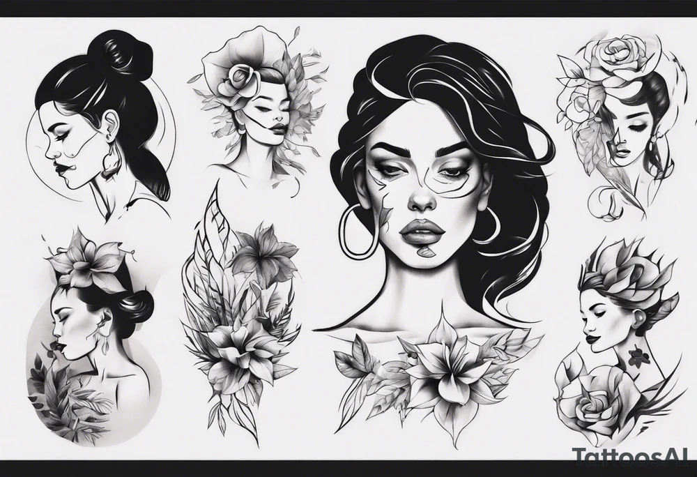 Woman portrait tattoo idea