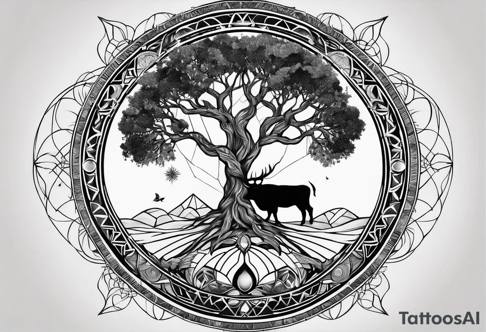 Sacred geometry. Tree of life going through a Taurus tattoo idea Sacred geometry. Tree of life going through a Taurus tattoo idea