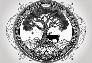 Sacred geometry. Tree of life going through a Taurus tattoo idea