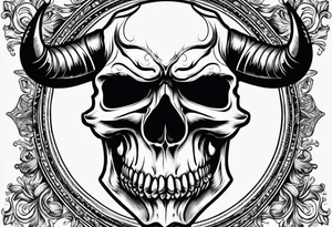 skull of a bull with a line frame, realistic, simple tattoo idea
