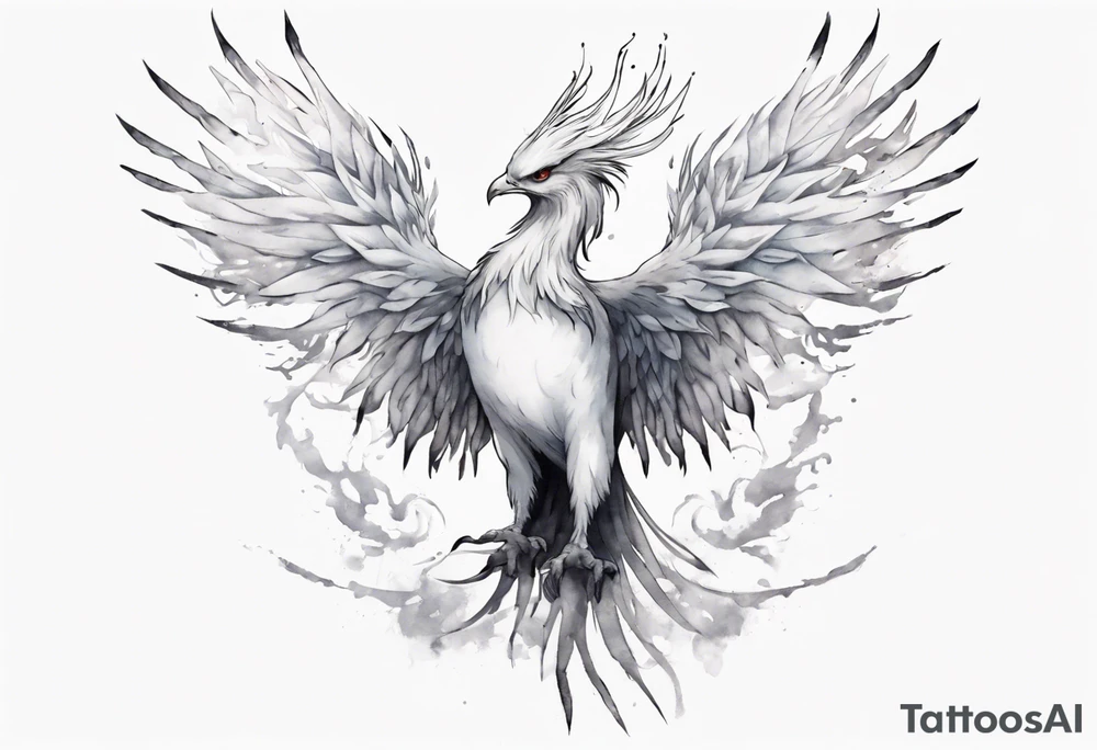 a white phoenix wearing a simple iron crown tattoo idea a white phoenix wearing a simple iron crown tattoo idea