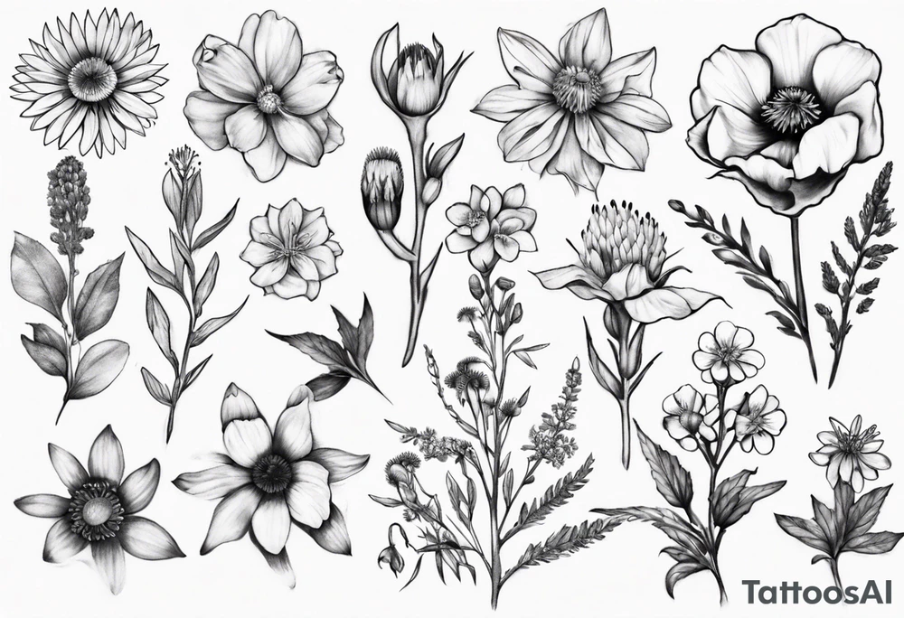 Vancouver island wildflowers tattoo idea