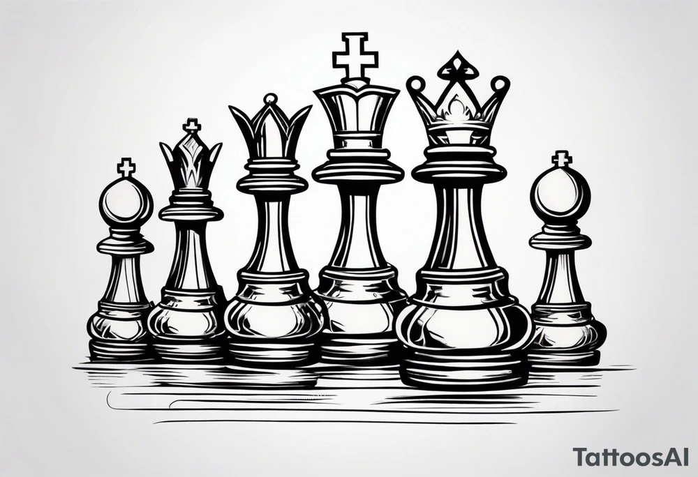 chess piece queen contour with spiritual ornaments tattoo idea