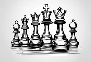 chess piece queen contour with spiritual ornaments tattoo idea