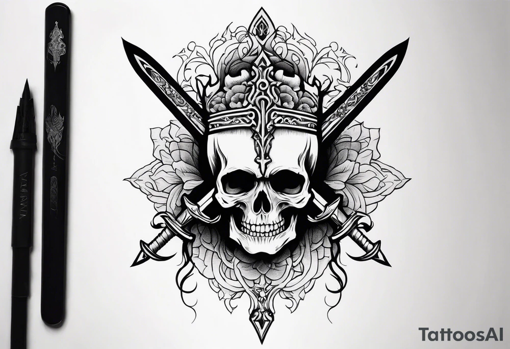 Sword with skull through the head tattoo idea