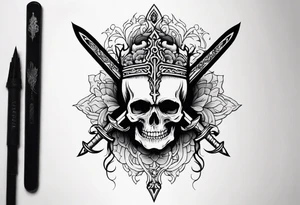 Sword with skull through the head tattoo idea