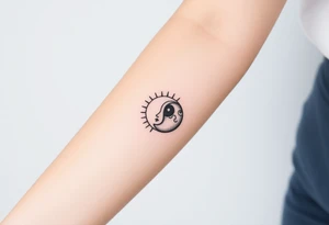 sunface (sunsign in aquarius) & moonface (moonsign in pisces) astrology / yang and yang / apple emojis inspired tattoo idea