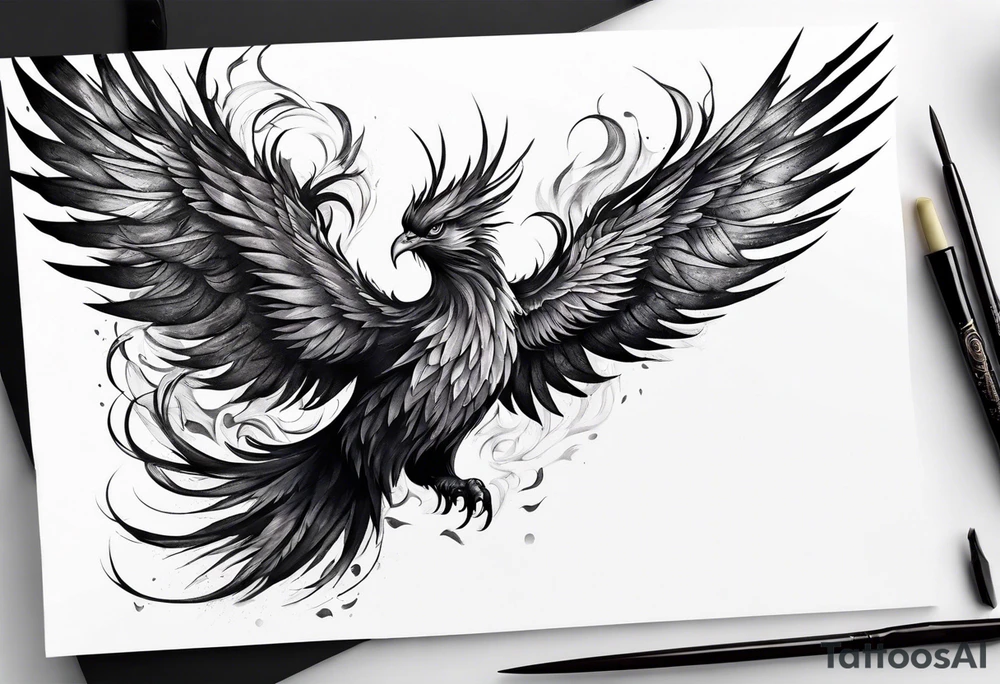 Phoenix rising from the ashes tattoo idea