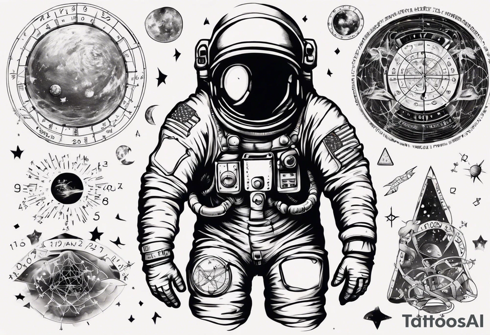 Astronaut surrounded by math tattoo idea