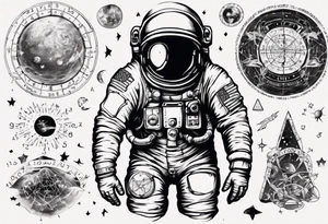 Astronaut surrounded by math tattoo idea