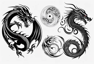 asymmetrical yin yang dragon tattoo idea
