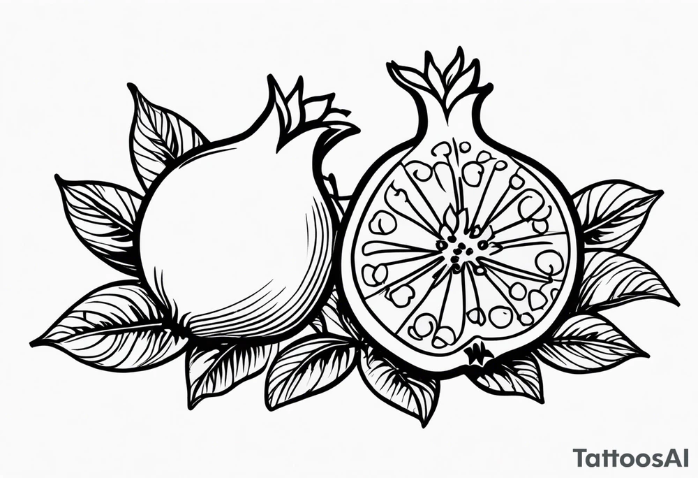 2 pomegranates with flowers small tattoo idea