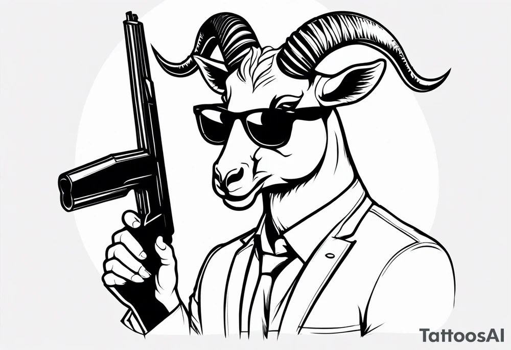 capricorn with sunglasses and shotgun tattoo idea